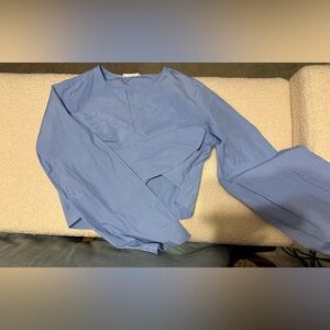 Francesca's Collections Blue Pinstripe Blouse